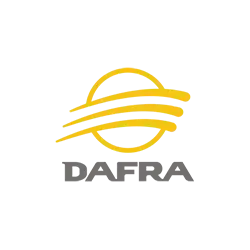 Logo da Dafra, simbolizando nossa habilidade em estruturas metálicas e montagem eletromecânica.